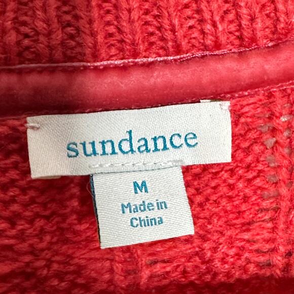 SUNDANCE Pocket Of Posies Floral Embroidered Cable Knit Cardigan Sz M {3D54} - Picture 4 of 5